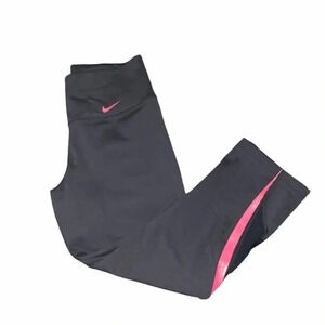 Nike Charcoal & Pink Cropped Leggings